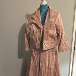 Elegant Pink Sleeveless Dress with jacket